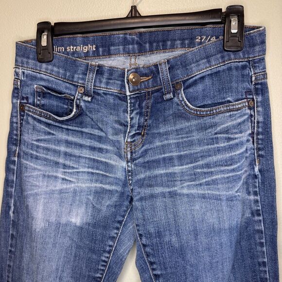 JCPenney Slim Straight Jeans Size 27/4 High Stretch Denim‎ Dark Wash JCP - Picture 2 of 6